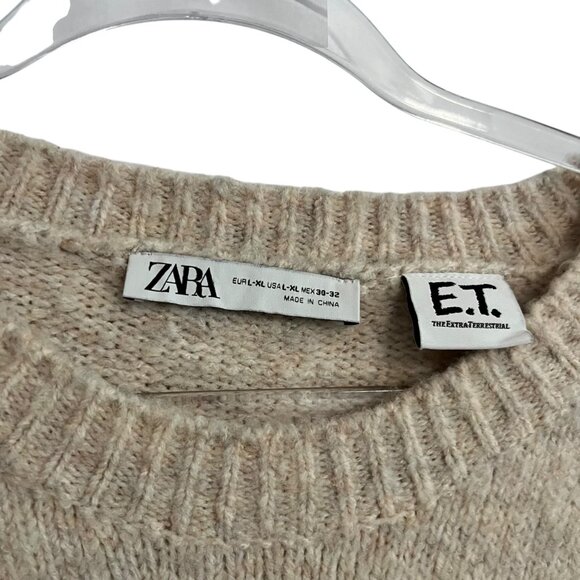 ZARA E.T. THE EXTRA TERRESTRIAL OVERSIZED KNIT SWEATER ALIEN ET LARGE XL BEIGE - Picture 5 of 8